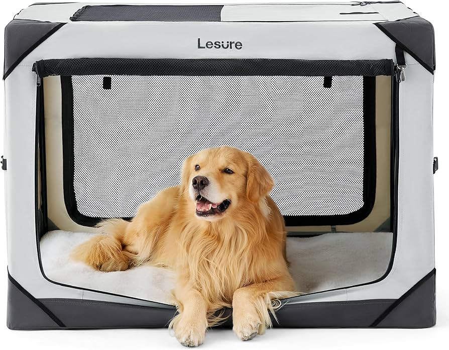 Lesure Collapsible Dog Crate - Portable Travel Kennel for Extra Large Dog, 4-Door Pet Crate with ... | Amazon (US)