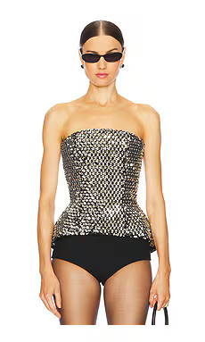 Nadine Merabi Paige Top in Silver from Revolve.com | Revolve Clothing (Global)