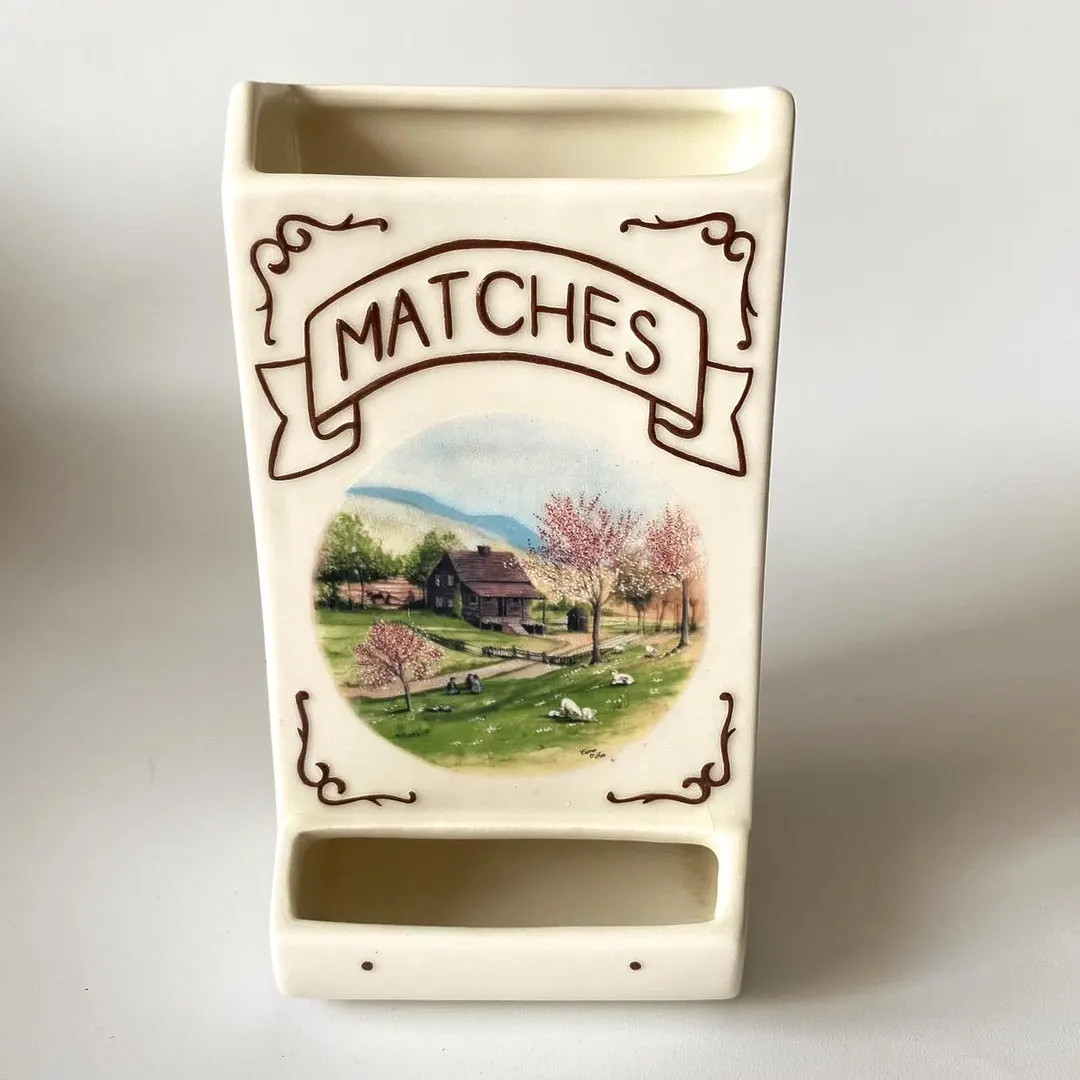 Vintage Wall-Mounted Matchbox Holder: Ceramic, Dated 1983 | Etsy (US)