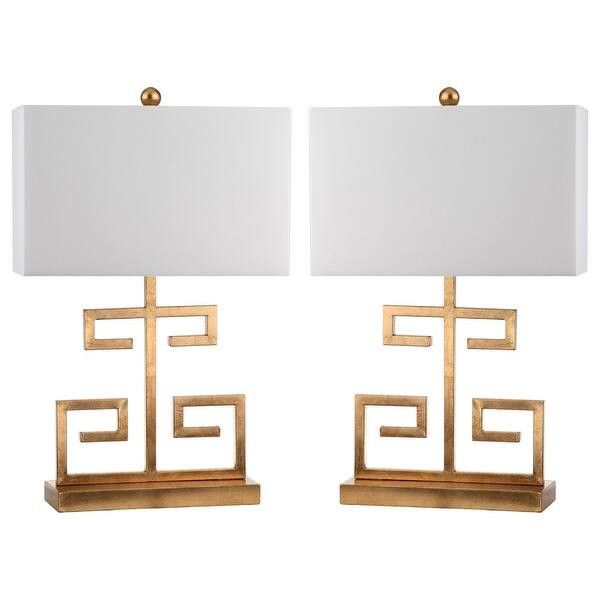 SAFAVIEH Lighting 24-inch Gold Greek Key Table Lamp (Set of 2) | Bed Bath & Beyond