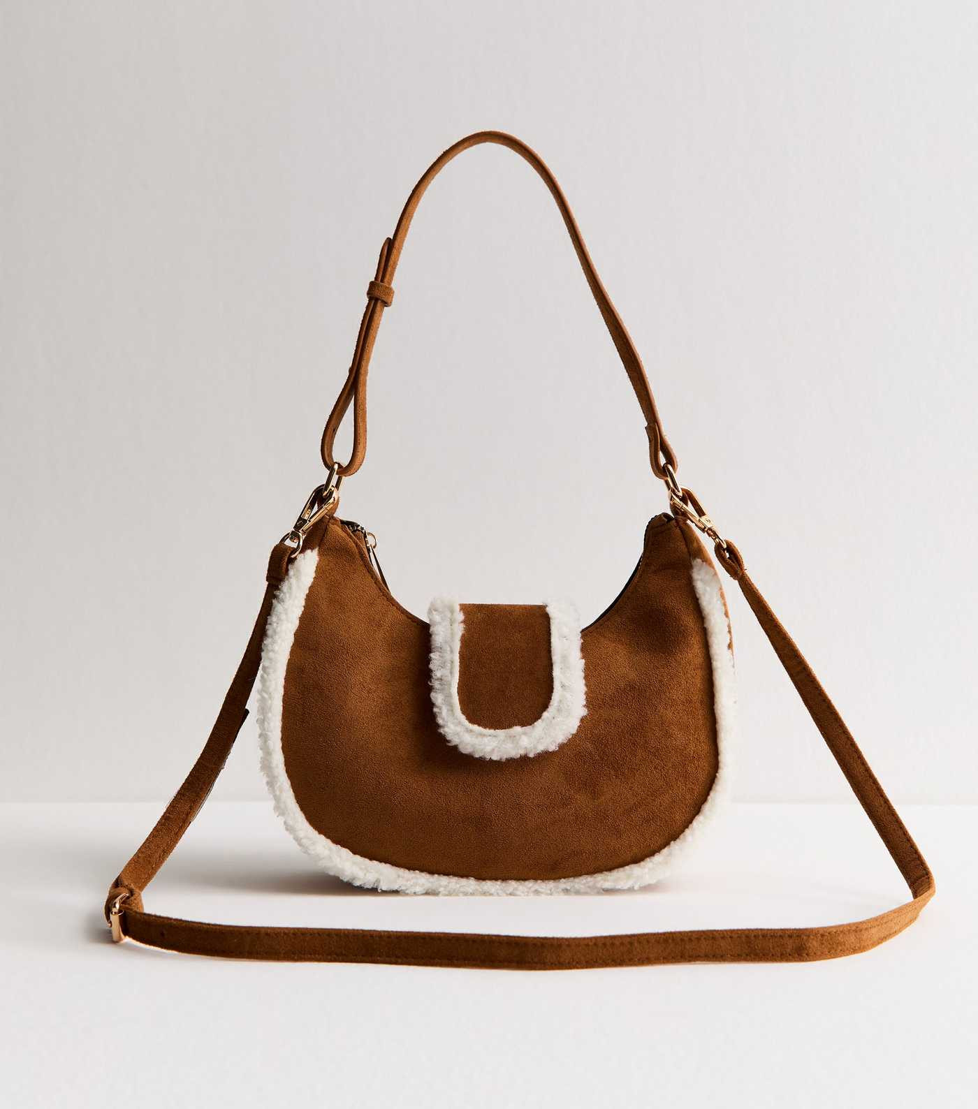Tan Faux Suede Borg Trimmed Shoulder Bag | New Look | New Look (UK)