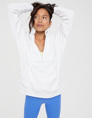OFFLINE By Aerie Towel Terry Quarter Zip Sweatshirt | American Eagle Outfitters (US & CA)