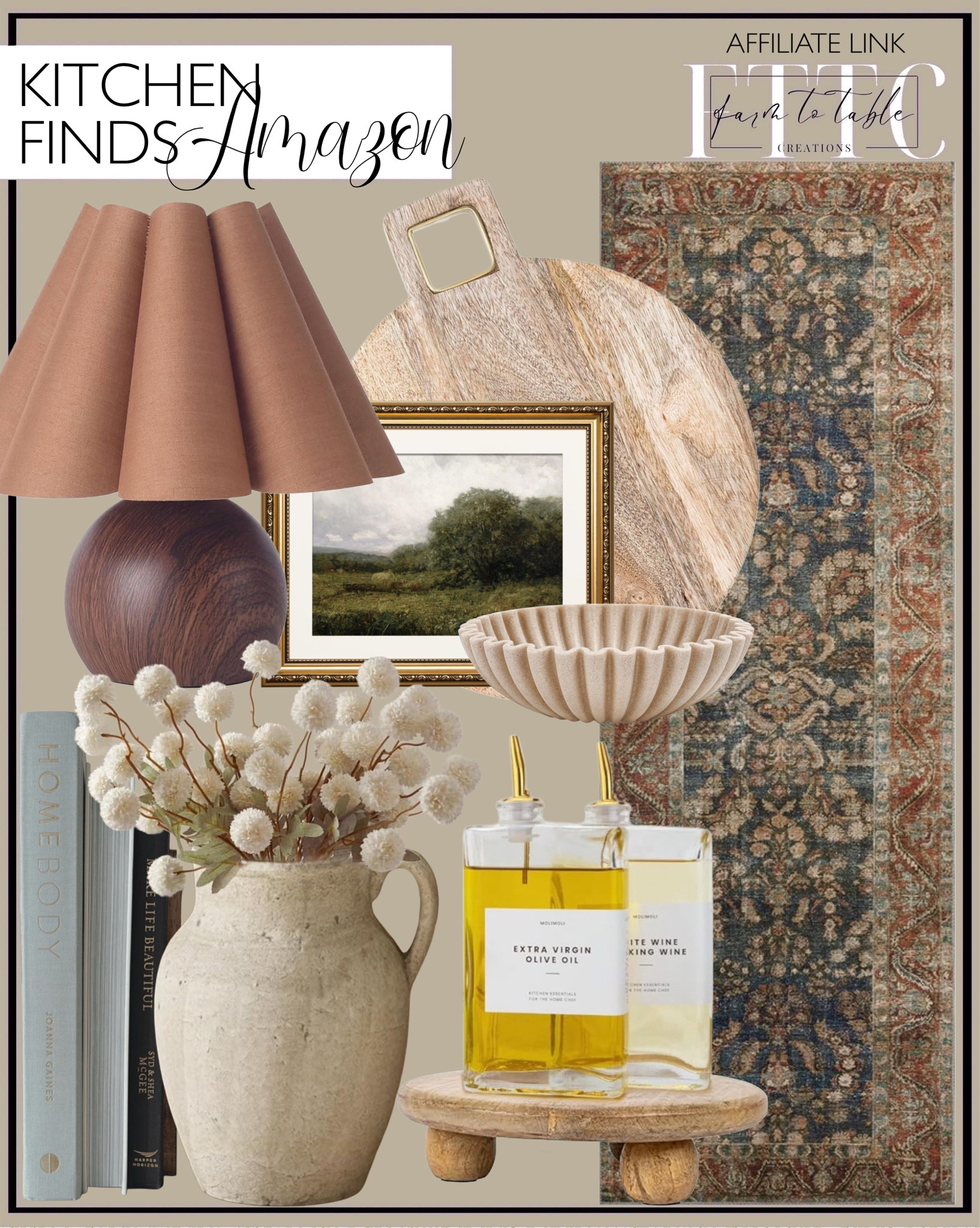 Amazon Home Finds. Follow @farmtotablecreations on Instagram for more inspiration.

Mum artificial flowers. Round Mango Wood Cheese Board. Sunday Suppers Cookbook. Magnolia Table Cookbook. Table lamp.  Counter lamp. Fluted Bowl. Mango wood pedestal. Ceramic vase with handle. Framed wall art. Loloi Chris Loves Julia Jules Collection JUL-10 Ocean/Spice area rug. Olive oil dispensers. 

Dining Room | Bedroom Finds | Living Room | Bedroom Furniture | nightstands | Home Decor| Fireplace Decor | Spring Refresh |  Bedroom Finds | Neutral Stems | Spring Stems | Bookshelf Decor | Bedroom Space | Cozy Corner | Bathroom | Curated Entryway | Spring  Decor | End of Year Clearance | Trending Decor | Viral Decor | Amazon Holiday | Bedroom corner | Coffee Table Decor | Neutral Decor | Fall Stem Sale | Target Finds | Skinny Bench | Bedroom | Living Room | Breakfast Nook | Amazon Home | Target Sale | Loloi Rugs | Magnolia Home | console table | console table styling | faux stems | entryway space | front porch decor | neutral decor | entryway decor | cozy home | affordable decor |  home decor | home inspiration | console styling | entryway rug | cozy moody home | moody home decor | neutral home | bathroom decor | living room | spring decor | Hearth & Hand | Studio McGee




#LTKHome #LTKSaleAlert #LTKFindsUnder50