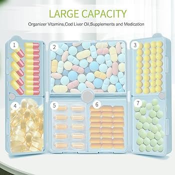 FYY Daily Pill Organizer,7 Compartments Portable Pill Case Travel Pill Organizer,[Folding Design]... | Amazon (US)