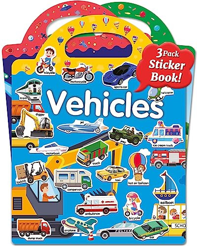 Benresive Reusable Sticker Books for Kids 2-4, Sticker Books for Toddlers 1-3 2-4, Toddler Travel Toys Activities Crafts Gifts - Farm, Space and Vehicle | Amazon (US)