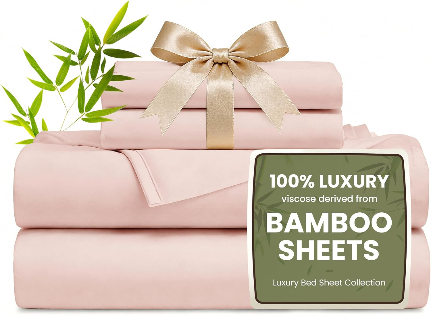 Love's cabin 4 Piece King Size Sheet Set, 100% Rayon Derived from Bamboo, Cooling & Breathable, Soft Silky Deep Pocket up to 16", Hotel Luxury Bedding for Hot Sleepers, Pink | Amazon (US)
