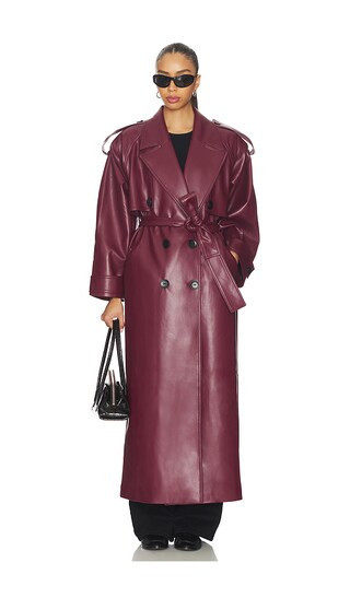 SELMACILEK Leather Trenchcoat in Burgundy. - size S | Revolve Clothing (Global)
