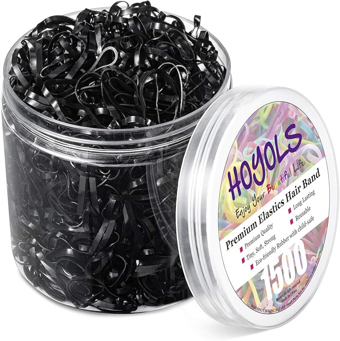 Hoyols 1500 Black Elastic Hair Ties Rubber Bands Mini Polyband Soft Ponytail Holder for Kids Baby... | Amazon (CA)