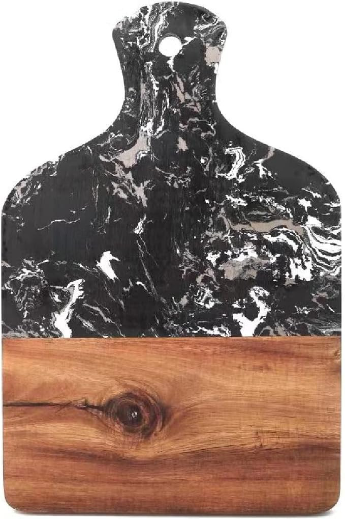 Cutting Board with Marble and Natural Wood,Serving Board for Steak Fruits with Handle,Chopping Bo... | Amazon (US)