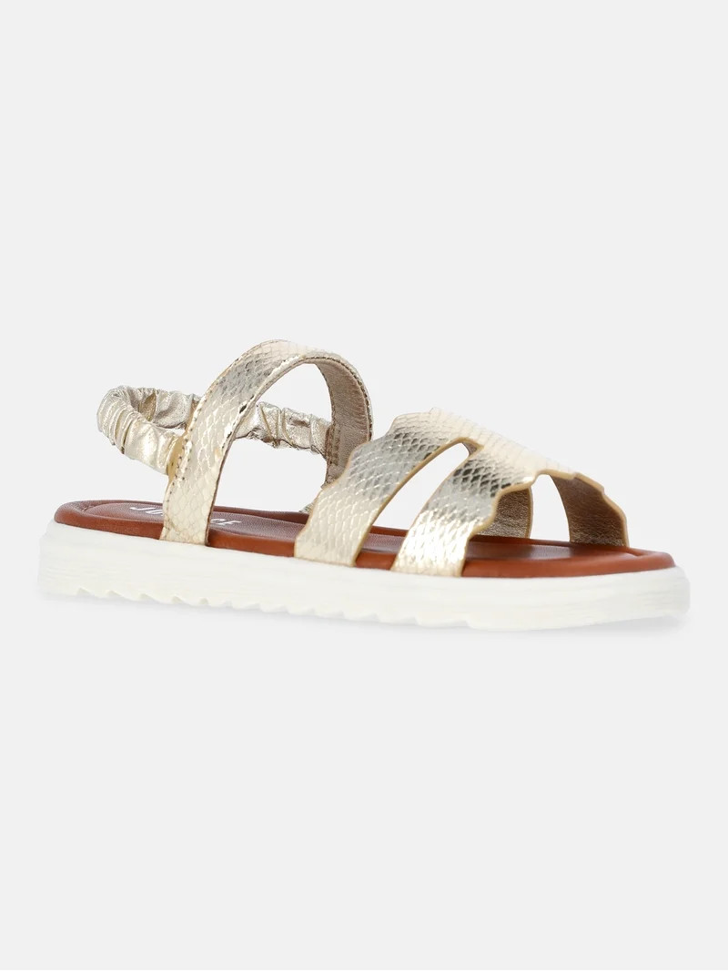 Justice Little and Big Girls Faux Leather Cut Out Sandals | Walmart (US)