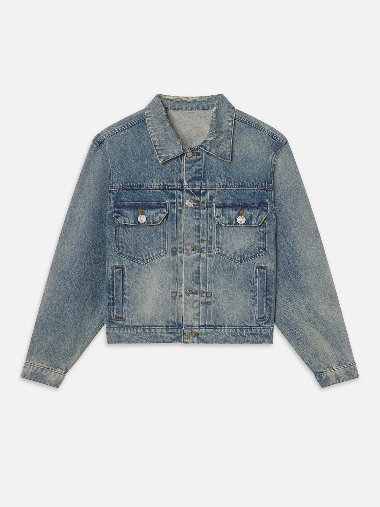 THE SOCIETY ARCHIVE VINTAGE DENIM JACKET MIDFIELD DESTRUCTED | Frame Denim