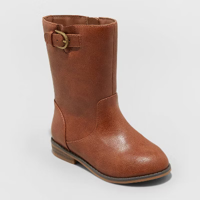 Toddler Girls' Evelyn Zipper Slip-On Riding Boots - Cat & Jack™ Cognac 11 | Target