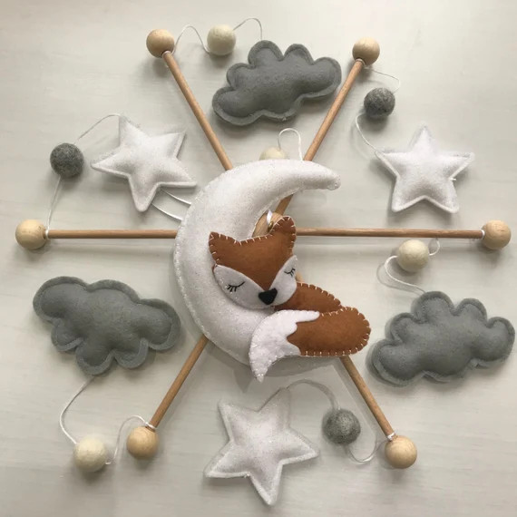 Baby mobile  fox mobile  cot mobile  crib mobile  moon and | Etsy | Etsy (US)