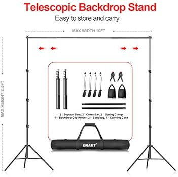EMART 8.5 x 10 ft Photo Backdrop Stand , Adjustable Photography Muslin Background Support System ... | Amazon (US)