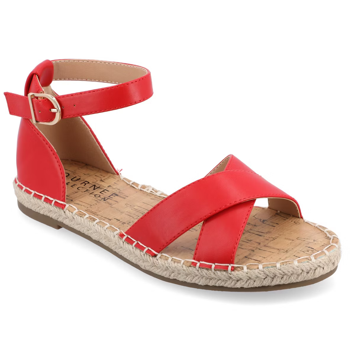 Journee Collection Womens Medium and Wide Width Lyddia Espadrille Flat Sandals, Red 9 | Target