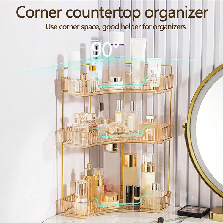 Corner Makeup Counter Organizer, Bathroom Countertop Perfume Tray and Vanity Organizer,  Cosmetic... | SHEIN