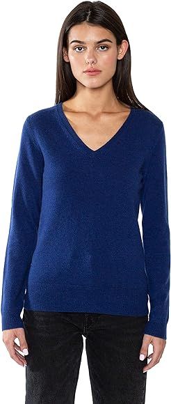 JENNIE LIU Women's 100% Pure Cashmere Long Sleeve Pullover V Neck Sweater | Amazon (US)