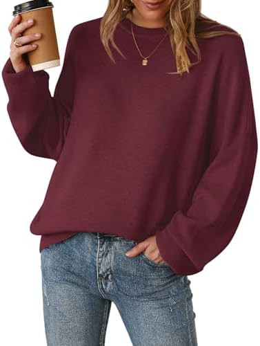 Arach&Cloz Women's Wool Blend Oversized Sweaters Crewneck Casual Fall Outfits Fashion Tops | Amazon (US)