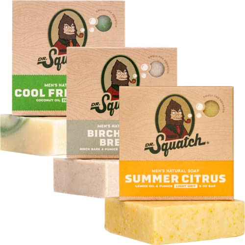 Dr. Squatch Men's Natural Bar Soap from Moisturizing Soap Made from Natural Oils - Cold Process with No Harsh Chemicals - Exfoliating Soap - Summer Citrus, Birchwood Breeze, Cool Fresh Aloe (3 Pack) | Amazon (US)