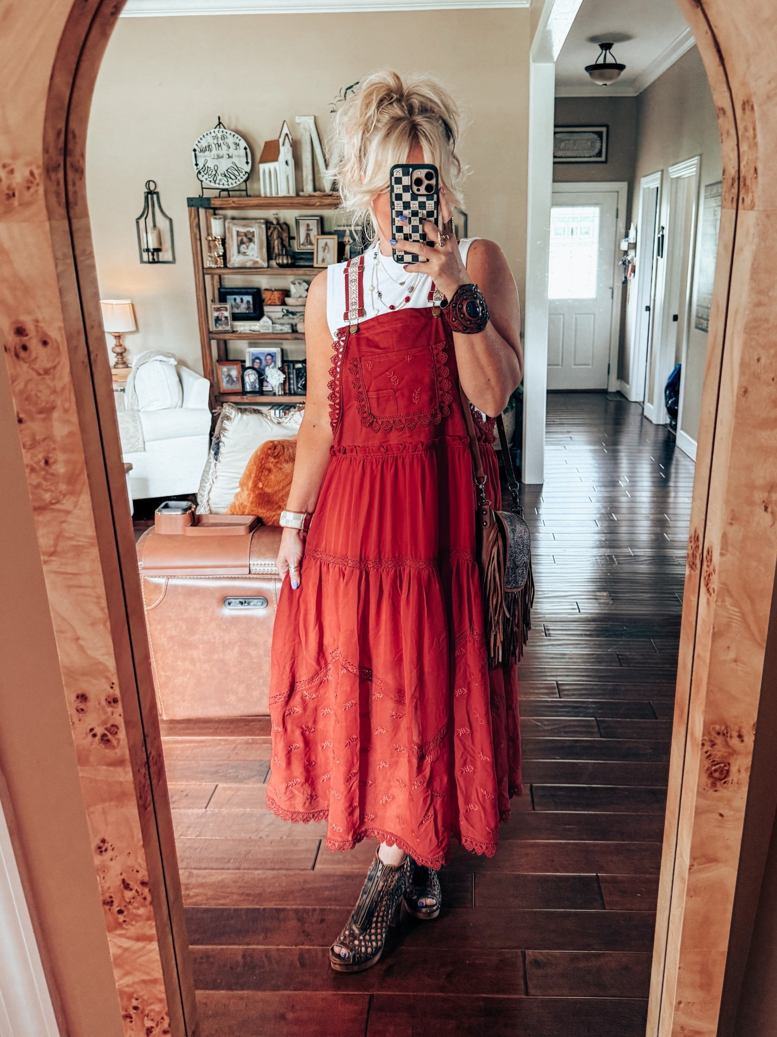 The prettiest dress and color for fall! Love it layered now over a tank and later over a long sleeve. 
Dress - M
Tank - M
Shoes - old and linked similar
Cuff bracelet - @threebirdnest save with code MANDIE20MAULDIN
Beaded necklace - @shopbeljoy save with code MANDIE25 

#LTKStyleTip #LTKOver40 #LTKFindsUnder50