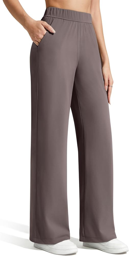 G4Free ShiftReady Women's Wide Leg Casual Pants Elastic Waist with Pockets | Amazon (US)