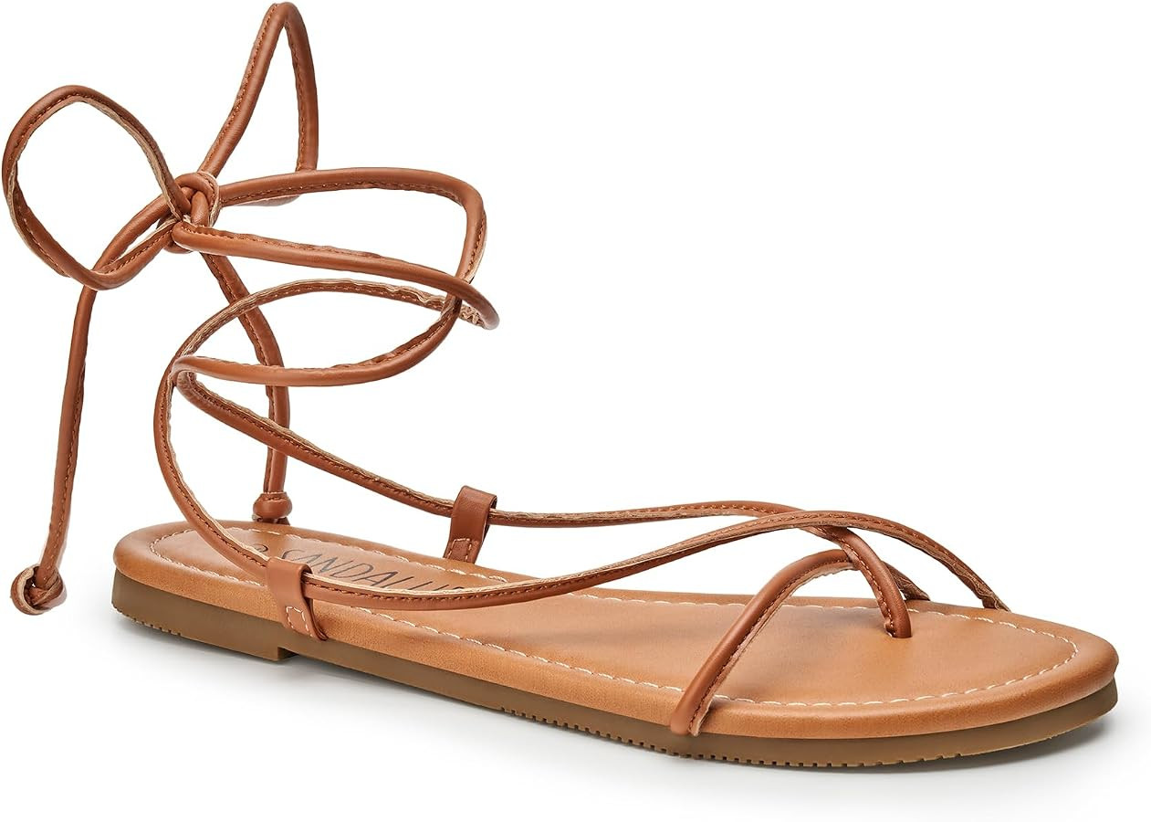 SANDALUP Sandals Women Sandals For Women Lace Up Strappy Tie Up Gladiator Open Toe Flat Sandals A... | Amazon (US)