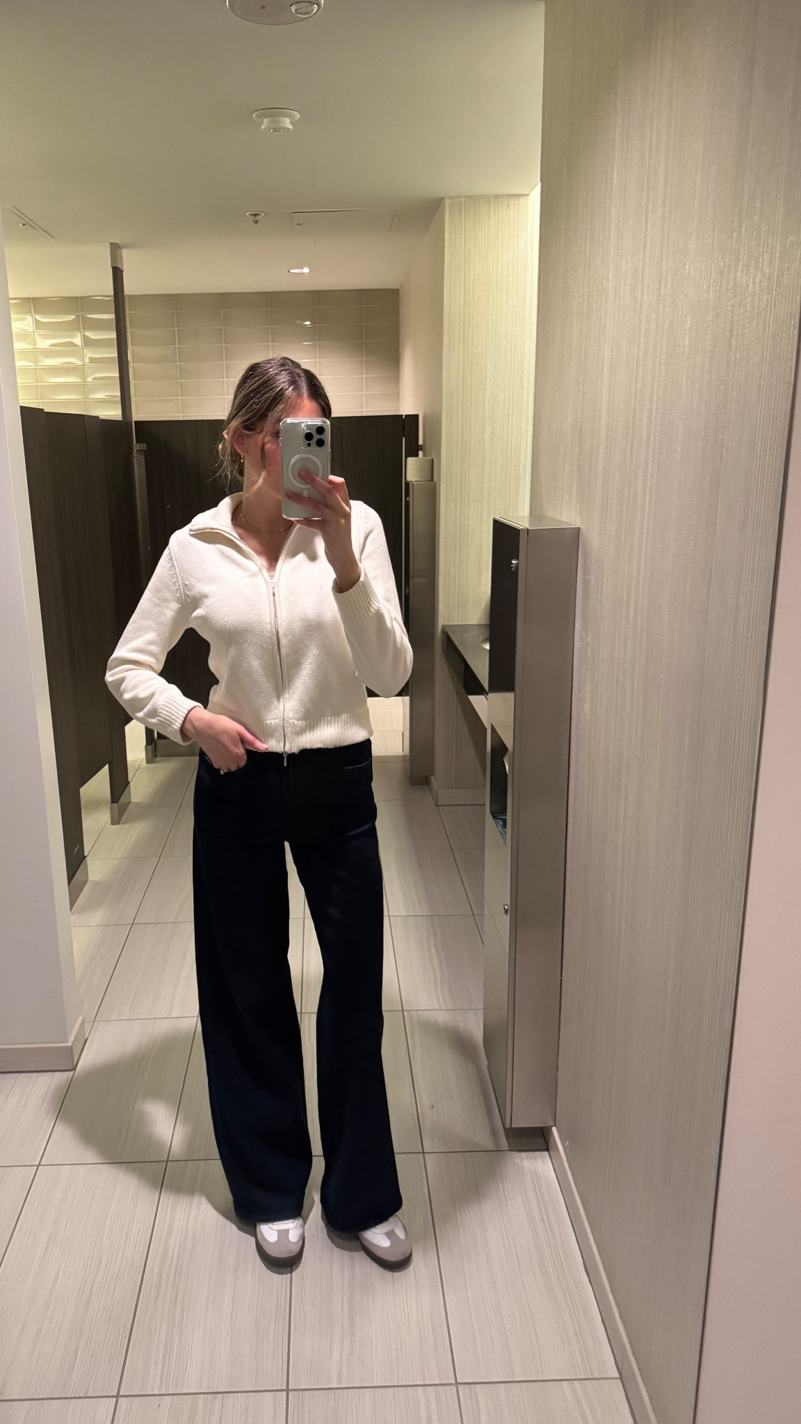 This sweater & jean combo 🫶 
These jeans are the perfect wide leg/ dark wash and a great length for tall girlies. I’m 5’11 wearing a size 28. 

#LTKStyleTip