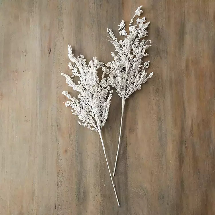 Flocked White Berry Branch Stems, Set of 2 | Kirkland's Home