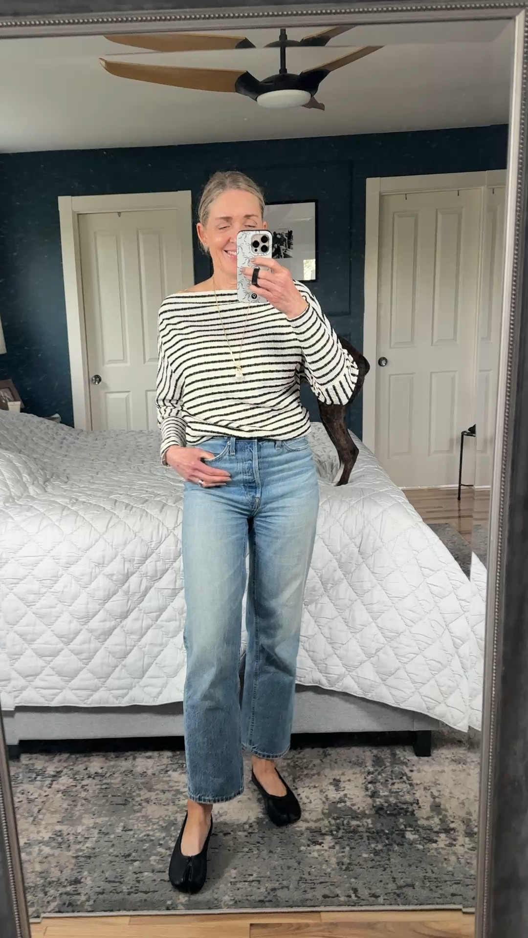 The cutest striped top from @Gibsonlook size down wearing XS. Everlane straight denim size 25. @Steve Madden US Calico split toe ballet flat - I sized down to 8.5. Super comfy! Use code DOUSED10 for 10% off Gibsonlook.

Spring outfits 2026, fashion over 40, fashion over 50, teacher outfits, striped tops, everyday outfits



#LTKootd #LTKSeasonal #LTKOver40