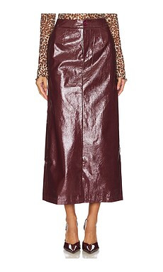 Bubish Eliza Leather Maxi Skirt in Cherry from Revolve.com | Revolve Clothing (Global)