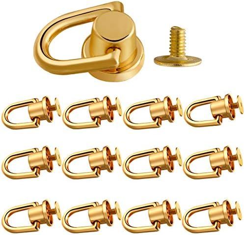 12 Pieces D Ring Stud Screw Ball Post Head Buttons with D Ring and Stud Screw, Metal Ring for Wal... | Amazon (US)