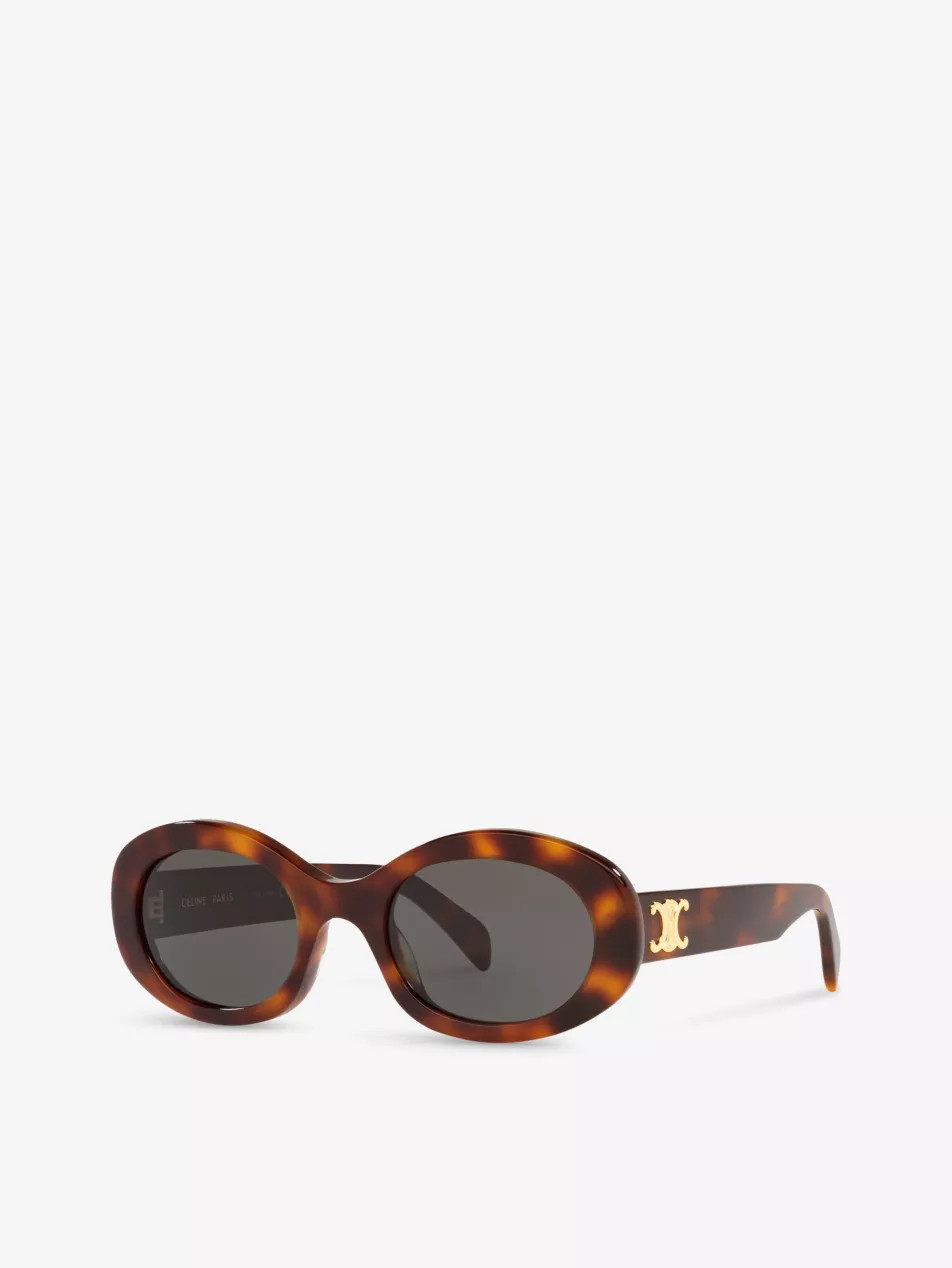 CL000312 CL40194U tortoiseshell-pattern oval-frame acetate sunglasses | Selfridges