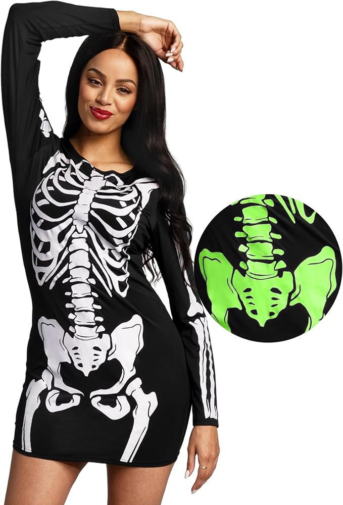 Spooktacular Creations Skeleton Dress Women, Halloween Glow in the Dark Skeleton Costume for Adul... | Amazon (US)