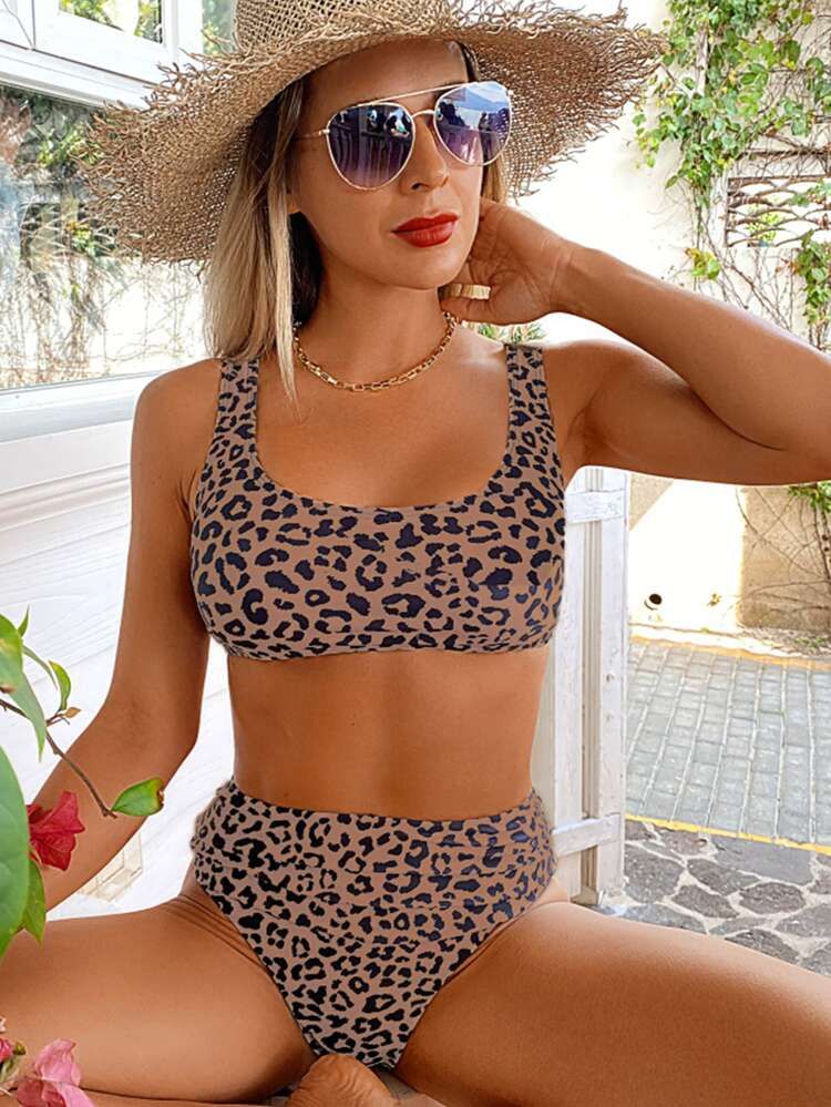 Leopard High Waisted Bikini Swimsuit | SHEIN