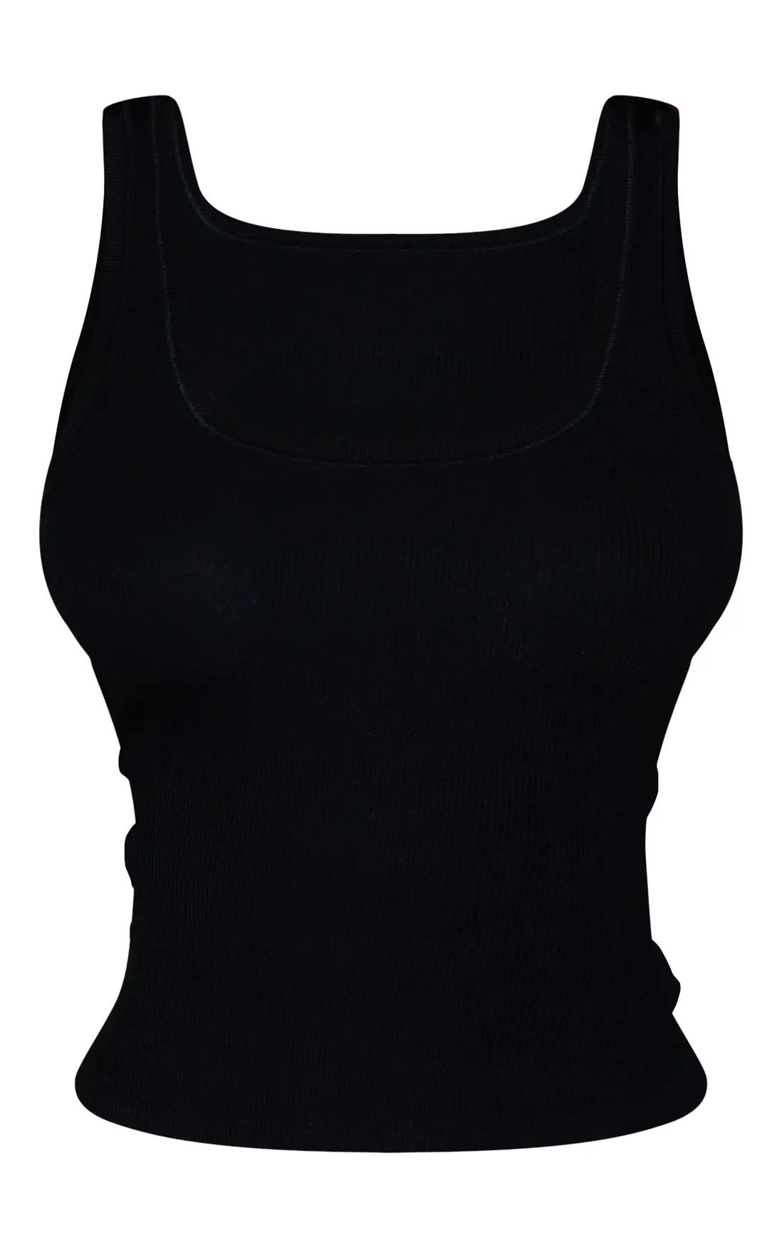 Black Soft Rib Scoop Neck Vest Top | PrettyLittleThing US