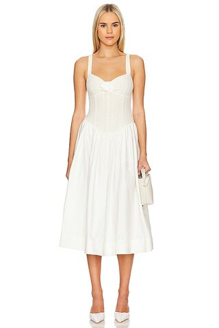 For Love & Lemons Billie Midi Dress in Cream from Revolve.com | Revolve Clothing (Global)