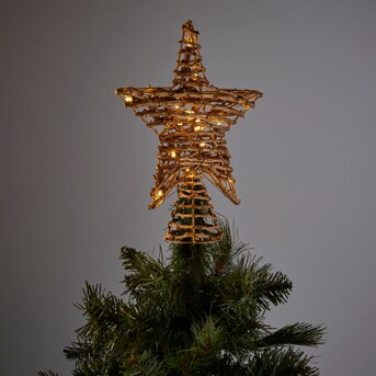 GE 11-in Star Brown/Gold White Christmas Tree Topper | Lowe's