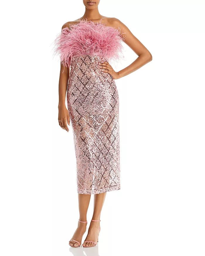 Coco x Afiya Sequin Feather Midi Dress | Bloomingdale's (US)