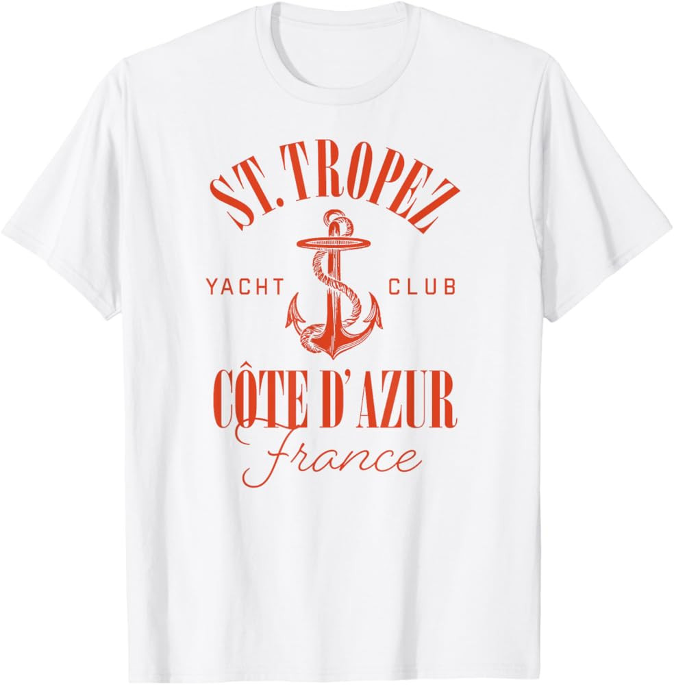 St Tropez Yacht Club Côte d'Azur France Vacation Destination T-Shirt | Amazon (US)