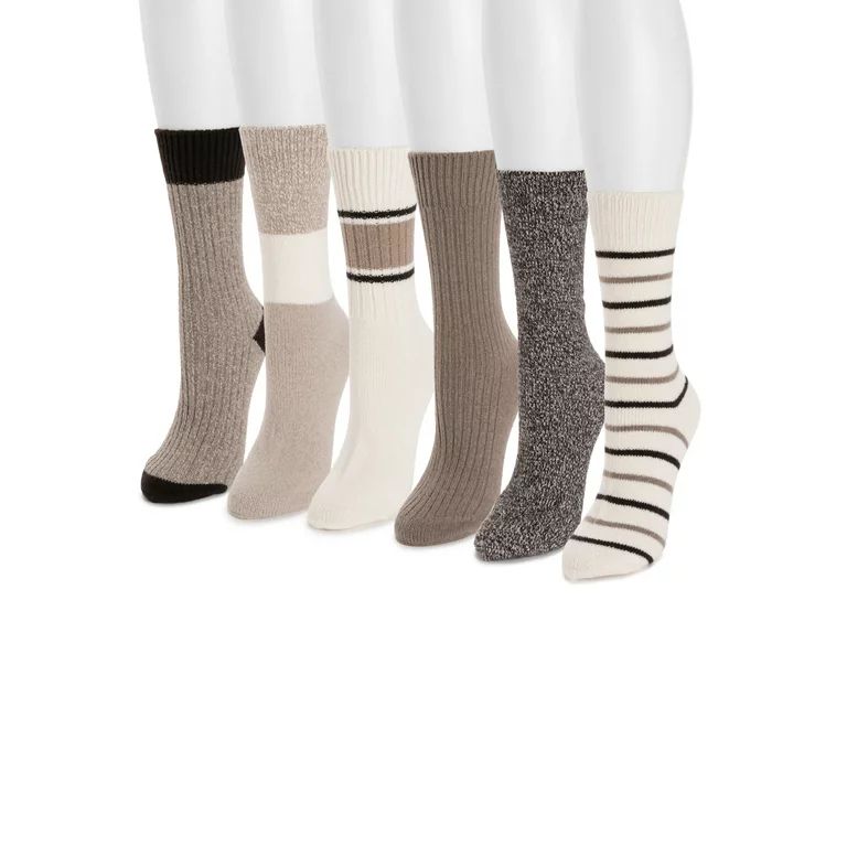 Muk Luks Women's Crew Boot Socks, 6-Pack, Fits Shoe Sizes:  6-10 - Walmart.com | Walmart (US)