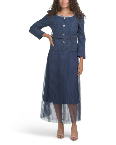 Long Sleeve Jewel Embellished Neckline Maxi Dress | TJ Maxx