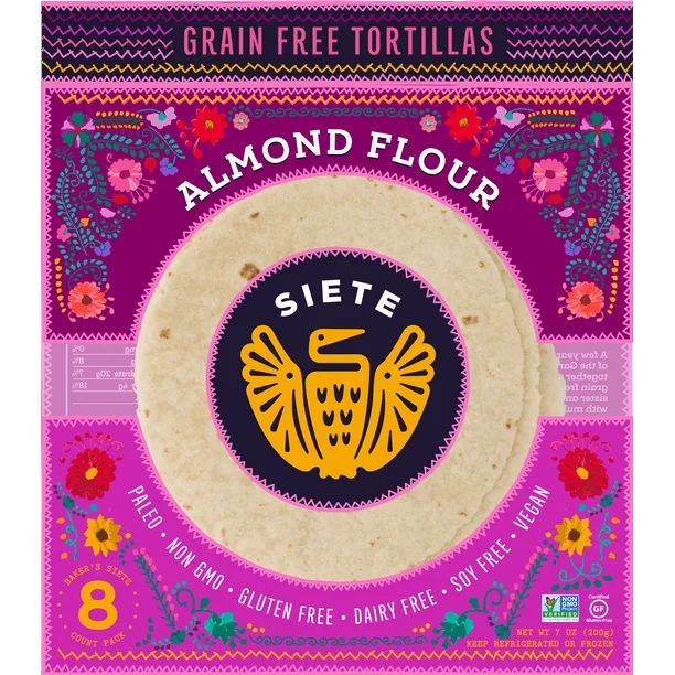 Siete Family Foods GMO-Free Almond Flour Tortillas, 8 Tortillas - Walmart.com | Walmart (US)