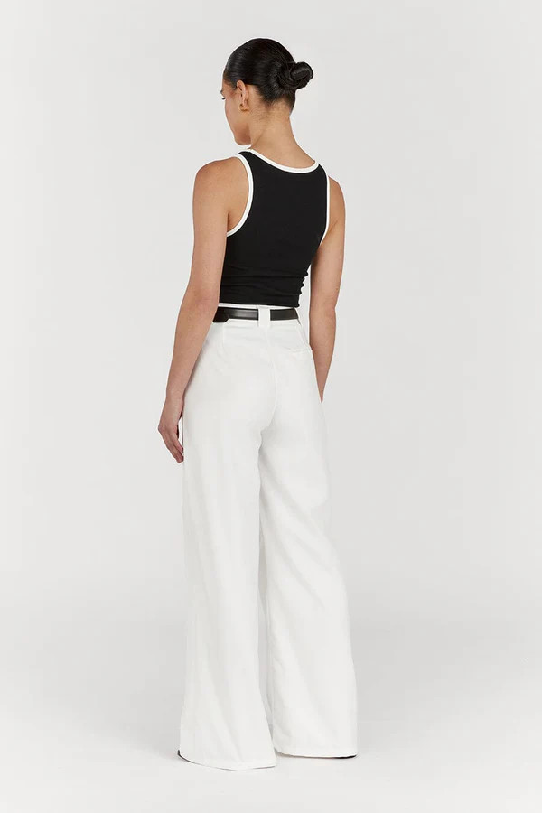 HARLEY WHITE WIDE LEG PANT | DISSH