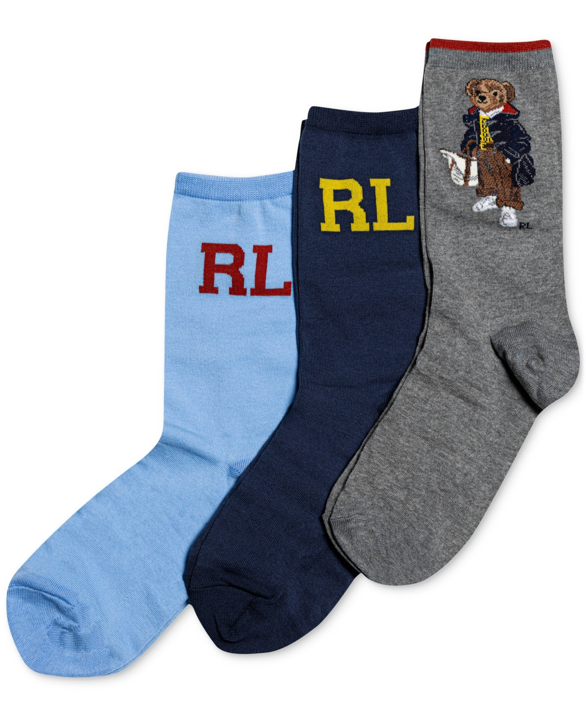 Polo Ralph Lauren Women's 3-Pk. Fall Bear Crew Socks Boxed Set - Assorted | Macy's