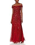 Adrianna Papell Women's Beaded Off Shoulder Gown, Cranberry, 2 | Amazon (US)