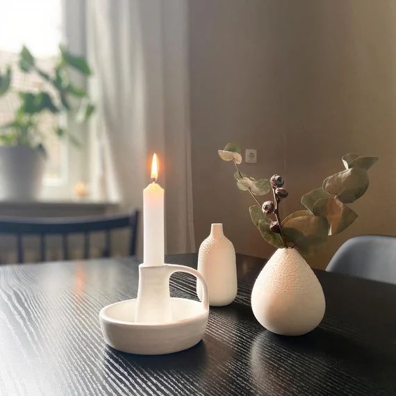 Nordic Style Ceramic Candle Holder Stick Small Candlestick - Etsy | Etsy (US)