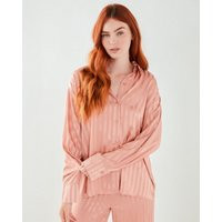 Oversized Satin Blush Stripe Button Up | Chelsea Peers NYC