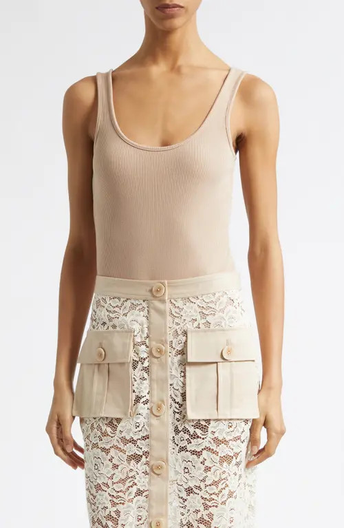 L'AGENCE Nica Scoop Neck Tank Bodysuit in Cappuccino at Nordstrom, Size Medium | Nordstrom