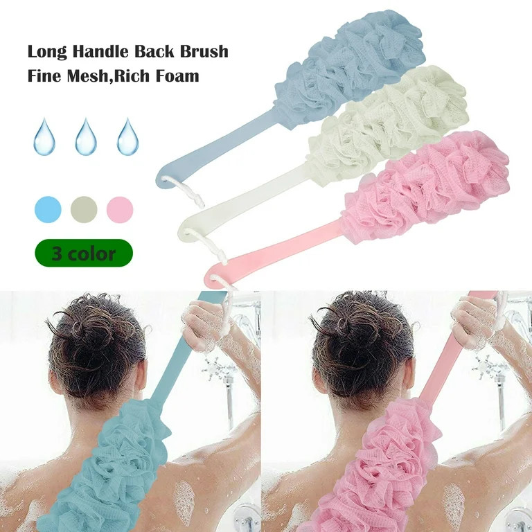 Back Scrubber for Shower, Anti-Slip Long Handle Bath Sponge Shower Brush, TSV Soft Nylon Mesh Bac... | Walmart (US)
