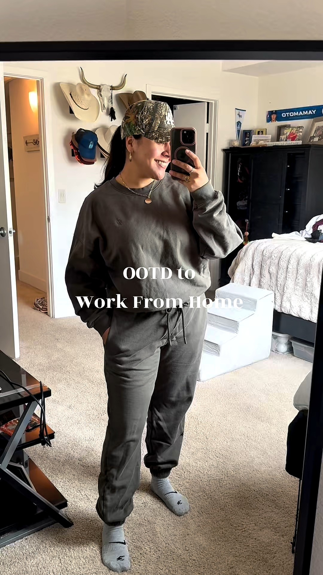 OOTD to work from home. You can never go wrong with a matching set, a hat, some accessories and a good smelling body spray. ✨

#LTKootd #LTKgrwm #LTKMidsize